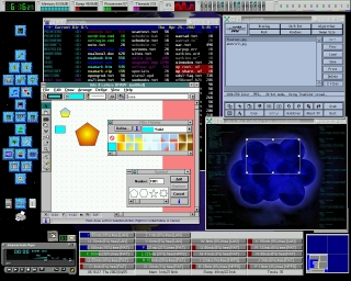 OS/2 Warp 4 showing both a Windows 3.x and an X program