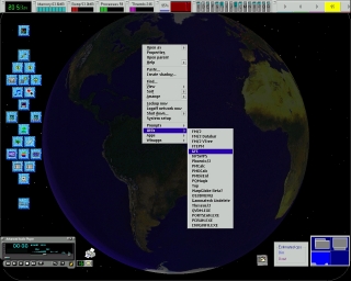 OS/2 Warp 4 desktop showing customized desktop menu