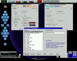 OS/2 showing folder and DOS program Properties notebooks