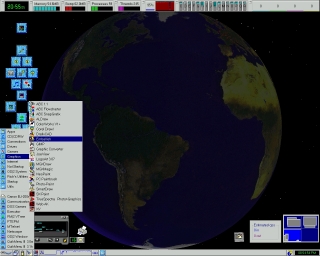 OS/2 Warp 4 desktop showing WarpCenter start menu